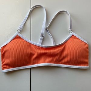 Orange and white bikini top
